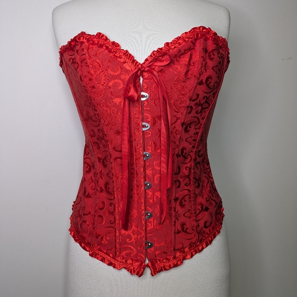 Corset - Red - Lace Up Back Sweetheart Neckline Size Medium - Picture 4 of 16